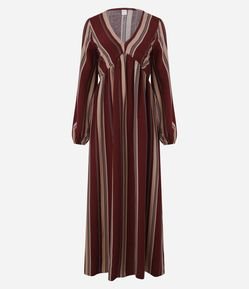 Vestido em Viscolinho com Manga Bufante e Bloco de Cor Bicolor