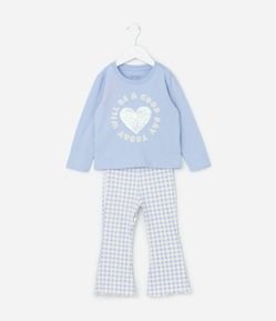 Conjunto Infantil com Coração Bordado em Paetês - Tam 1 a 6 Anos