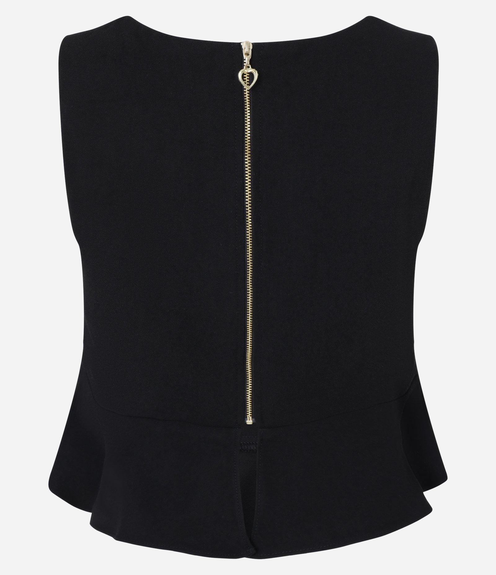 Blusa em Crepe com Gola V e Recorte de Babado Preto 6