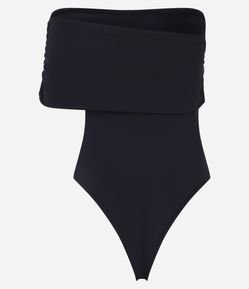 Body em Helanca com Ombro Só e Pala Dobrada