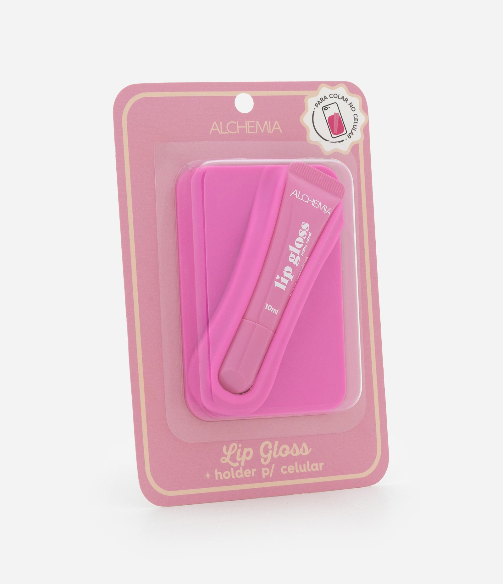 Gloss Labial com Porta Gloss Adesivo para Celular Alchemia Rosa Pink 1