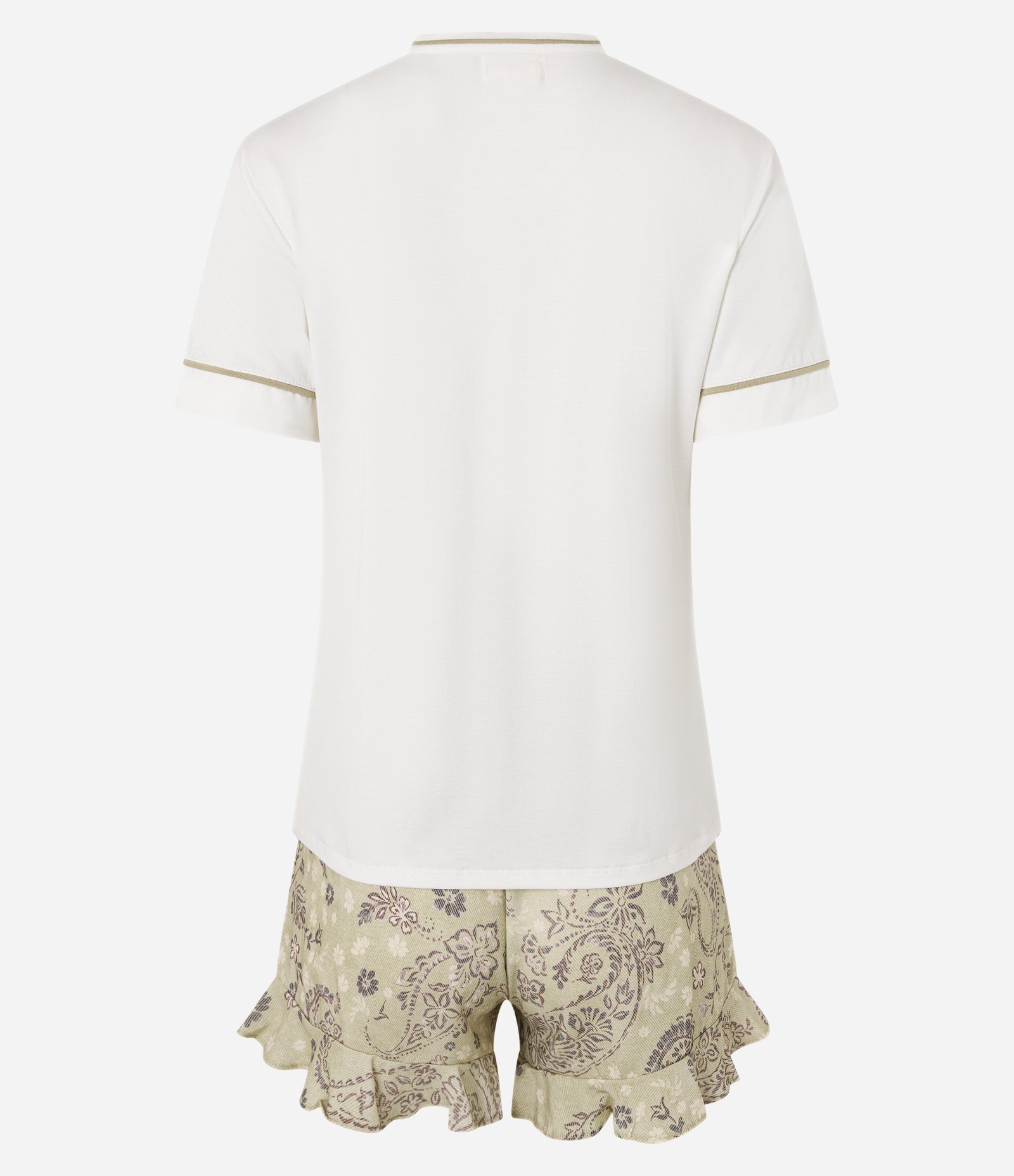 Pijama Short Doll com Bosinho Bordado Branco/Verde 6