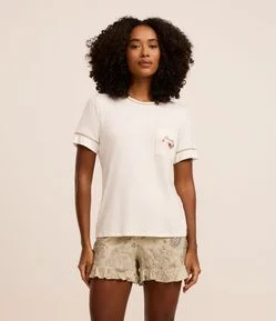 Pijama Short Doll com Bosinho Bordado