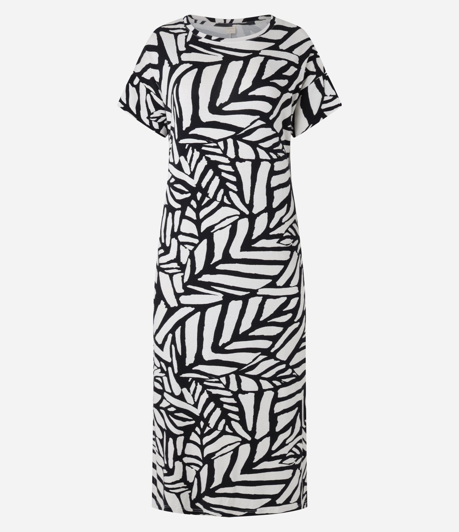 Vestido Midi em Viscolycra com Estampa Abstrata Bicolor Preto/Branco 6