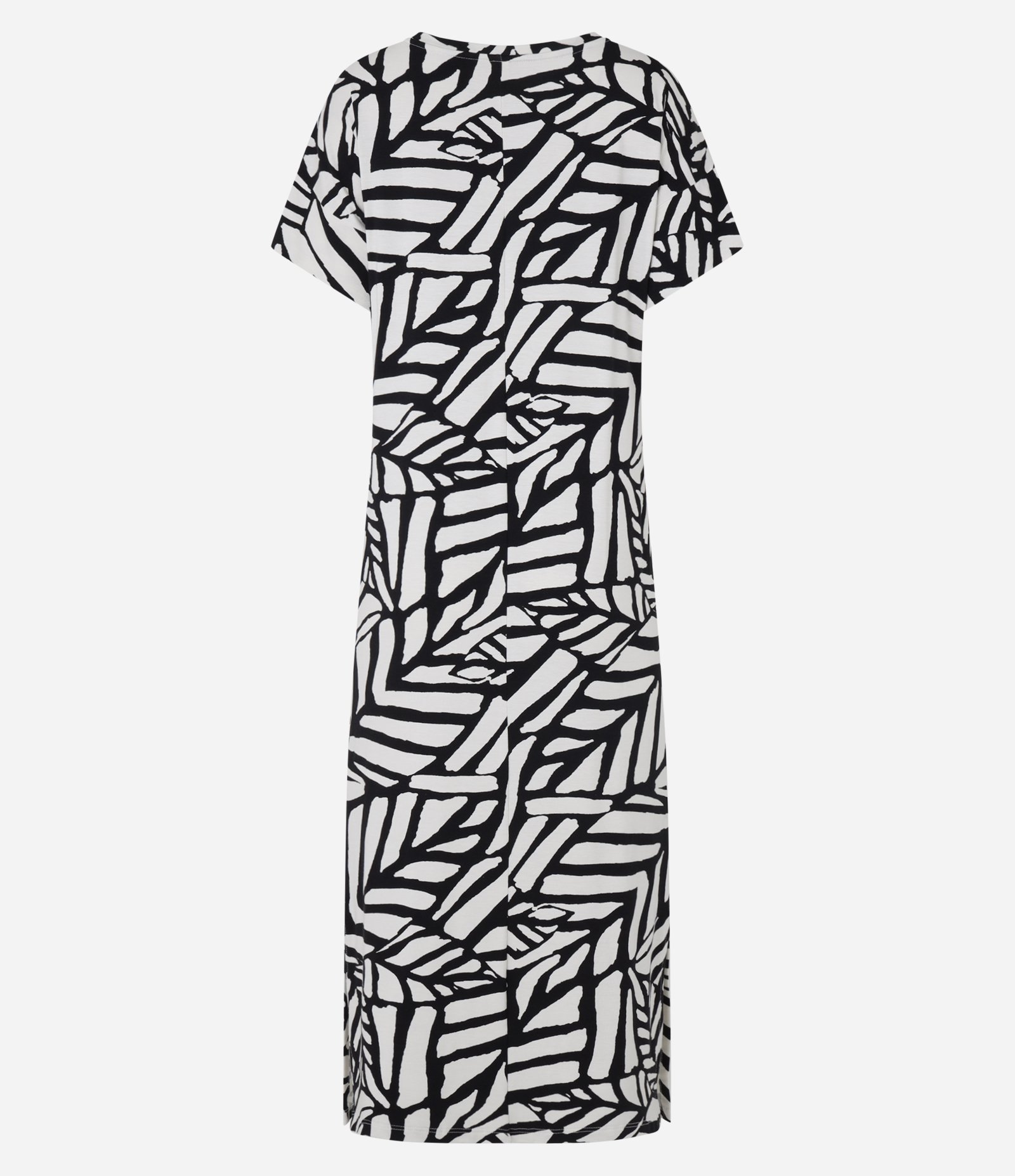 Vestido Midi em Viscolycra com Estampa Abstrata Bicolor Preto/Branco 7