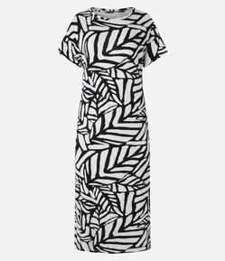 Vestido Midi com Estampa Abstrata Bicolor