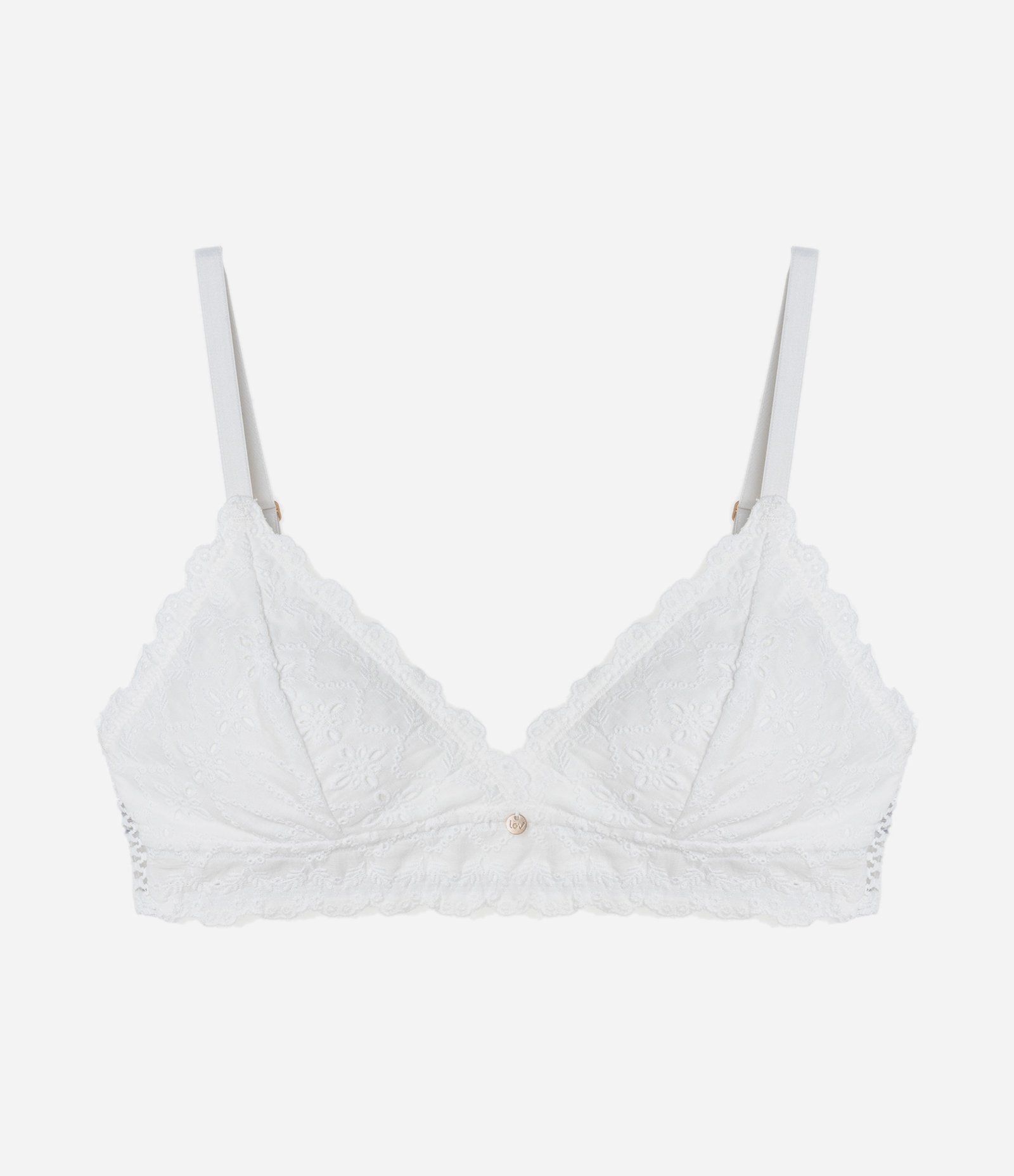 Sutiã Top em Algodão Bordado Branco 5