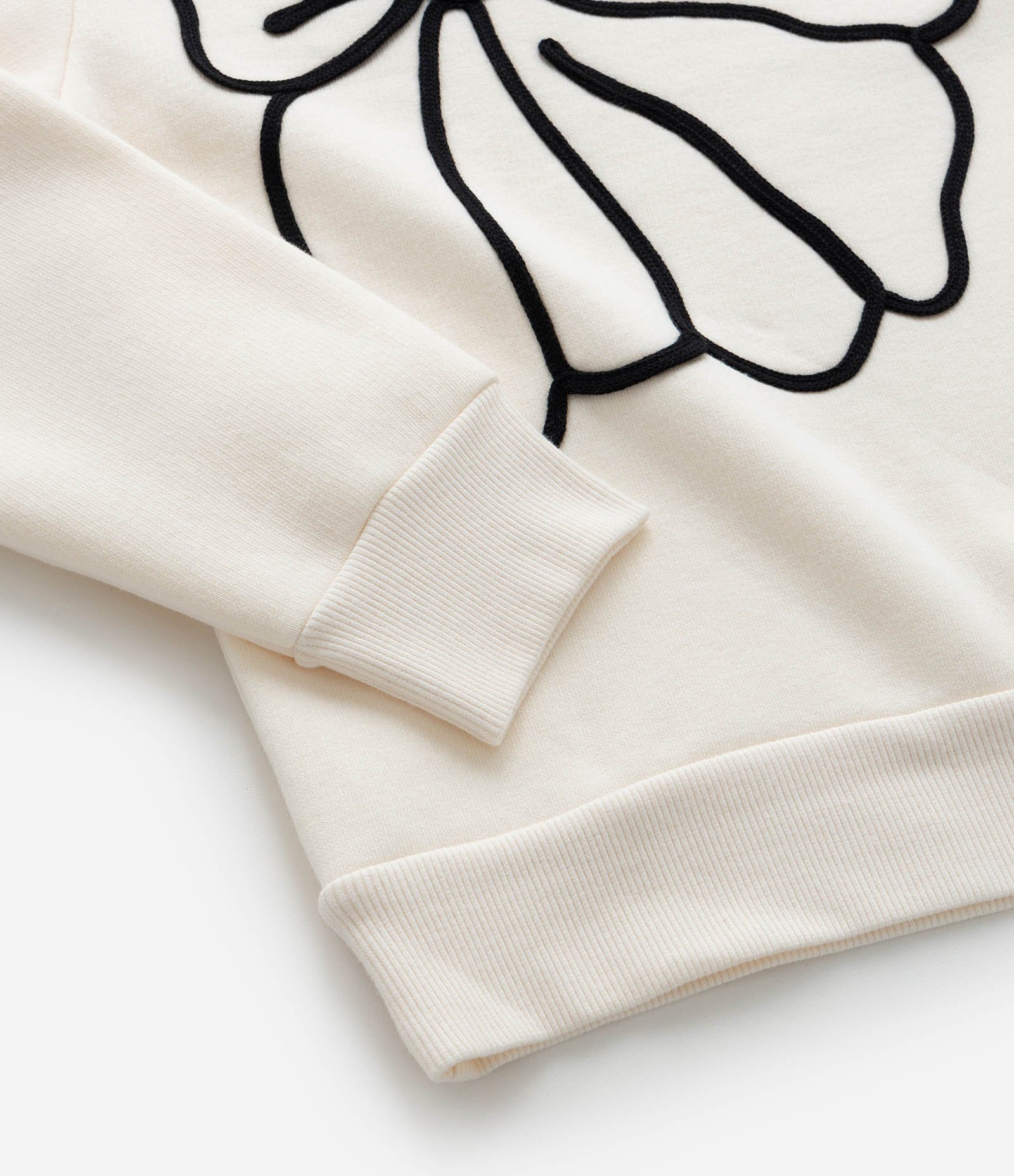 Casaco Infantil em Moletom com Bordado de Flor - Tam 7 a 14 Anos Off White 6