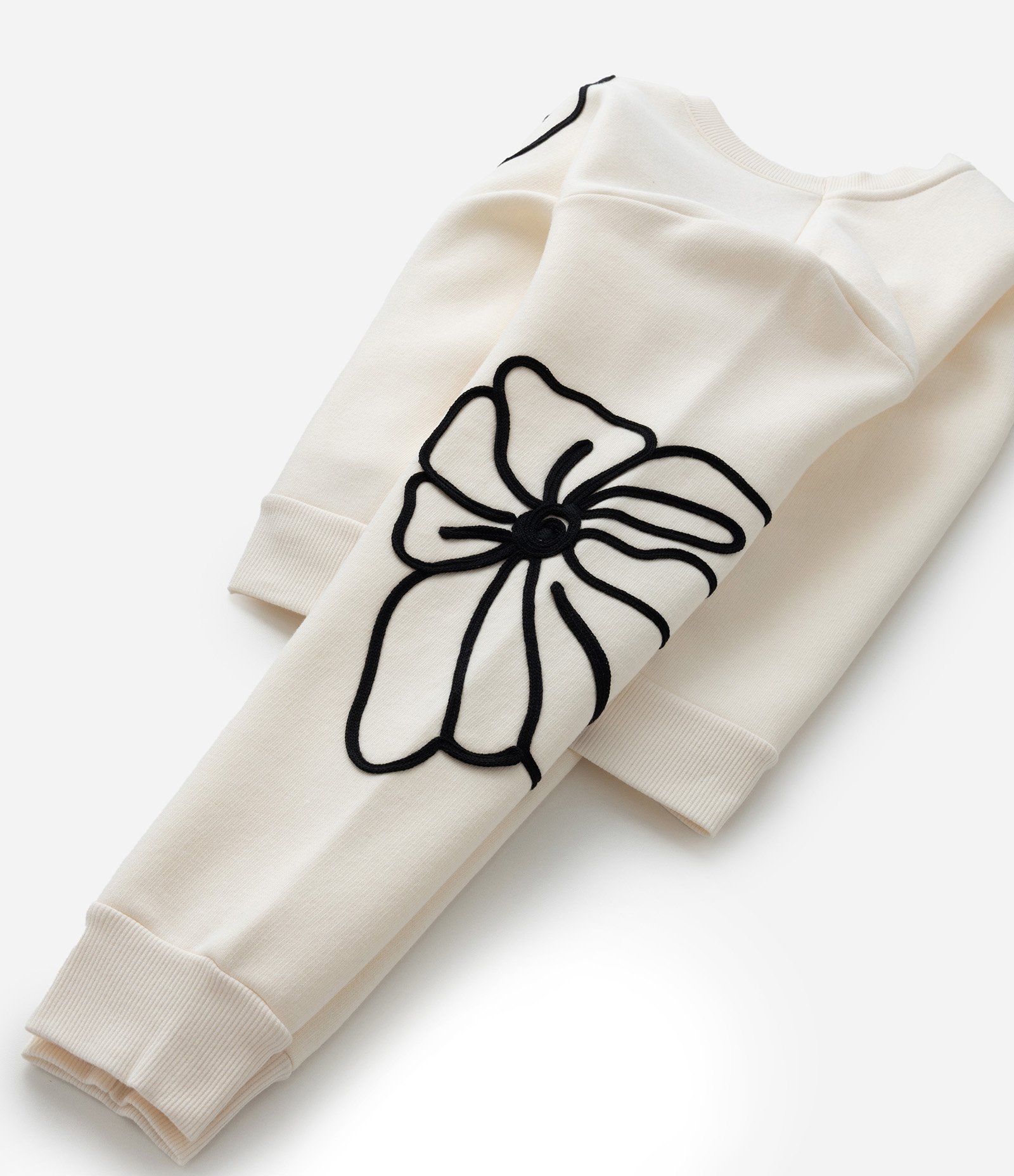 Casaco Infantil em Moletom com Bordado de Flor - Tam 7 a 14 Anos Off White 7