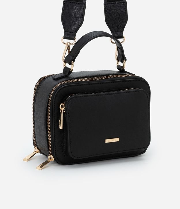 Bolsa Câmera Bag Transversal Pequena com Bolso Frontal e Alça de Gorgorão
