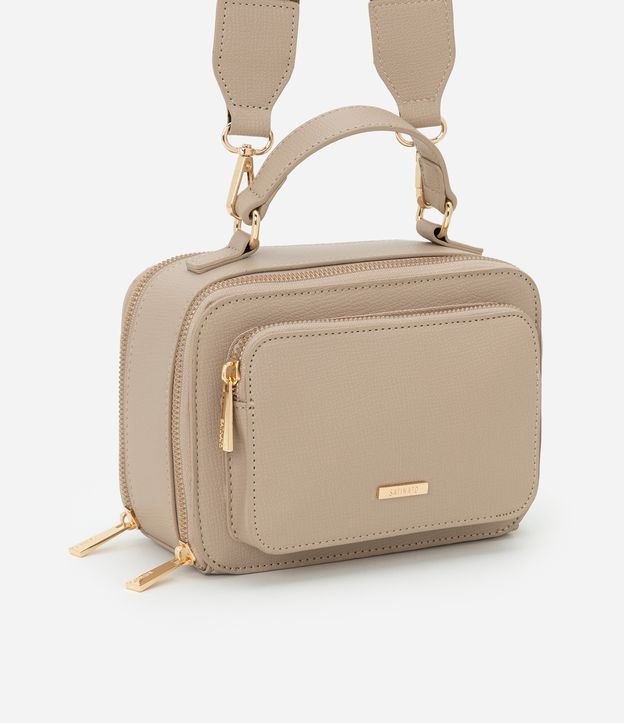 Bolsa Câmera Bag Transversal Pequena com Bolso Frontal e Alça de Gorgorão