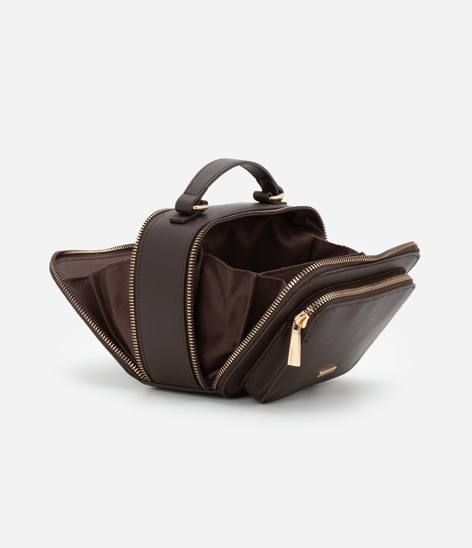 Bolsa Câmera Bag Transversal Pequena com Bolso Frontal e Alça de Gorgorão Marrom 6