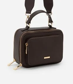 Bolsa Câmera Bag Transversal Pequena com Bolso Frontal e Alça de Gorgorão