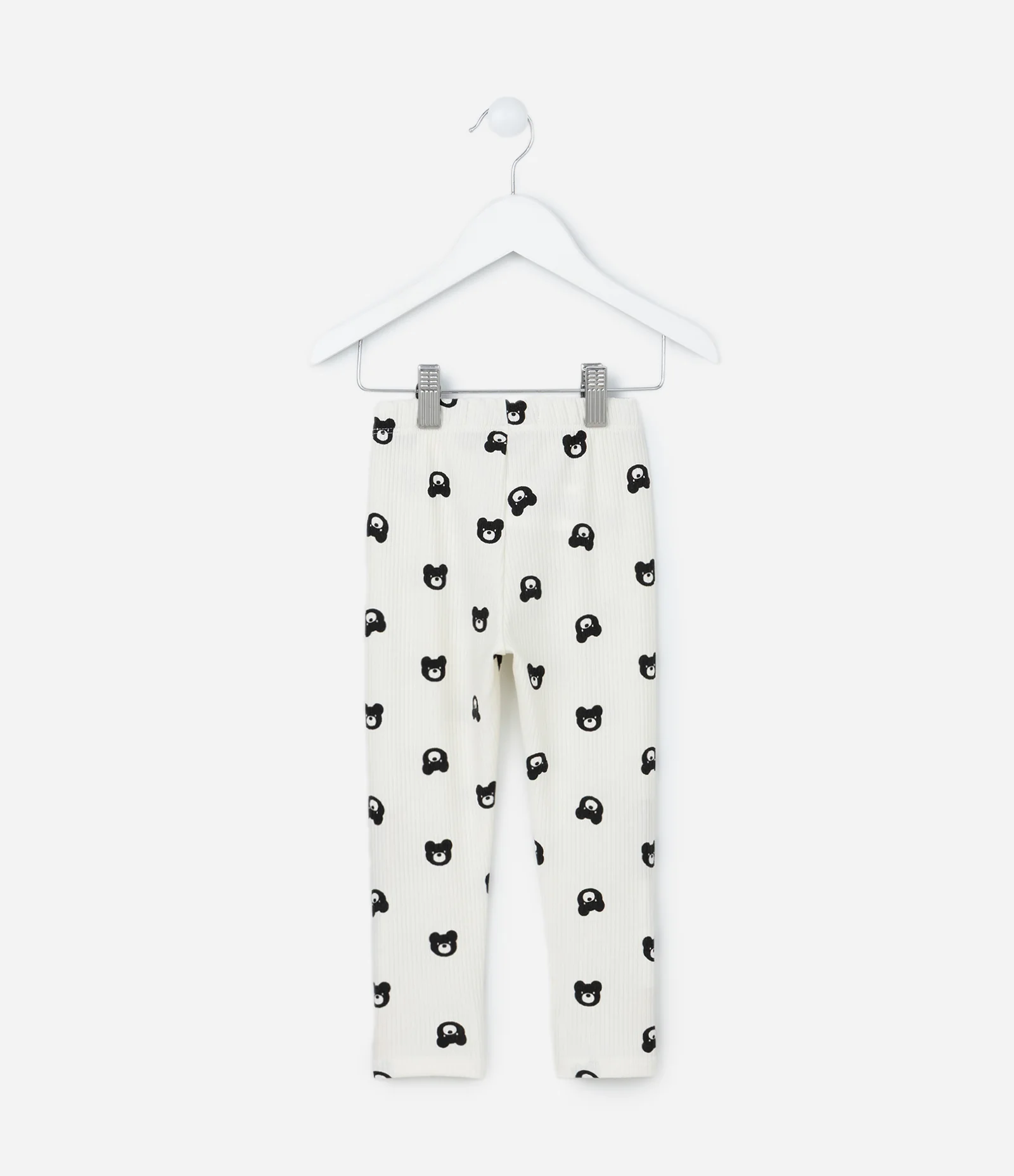 Calça Legging Canelada com Estampa Ursinho - Tam 1 a 6 Anos Branco 2