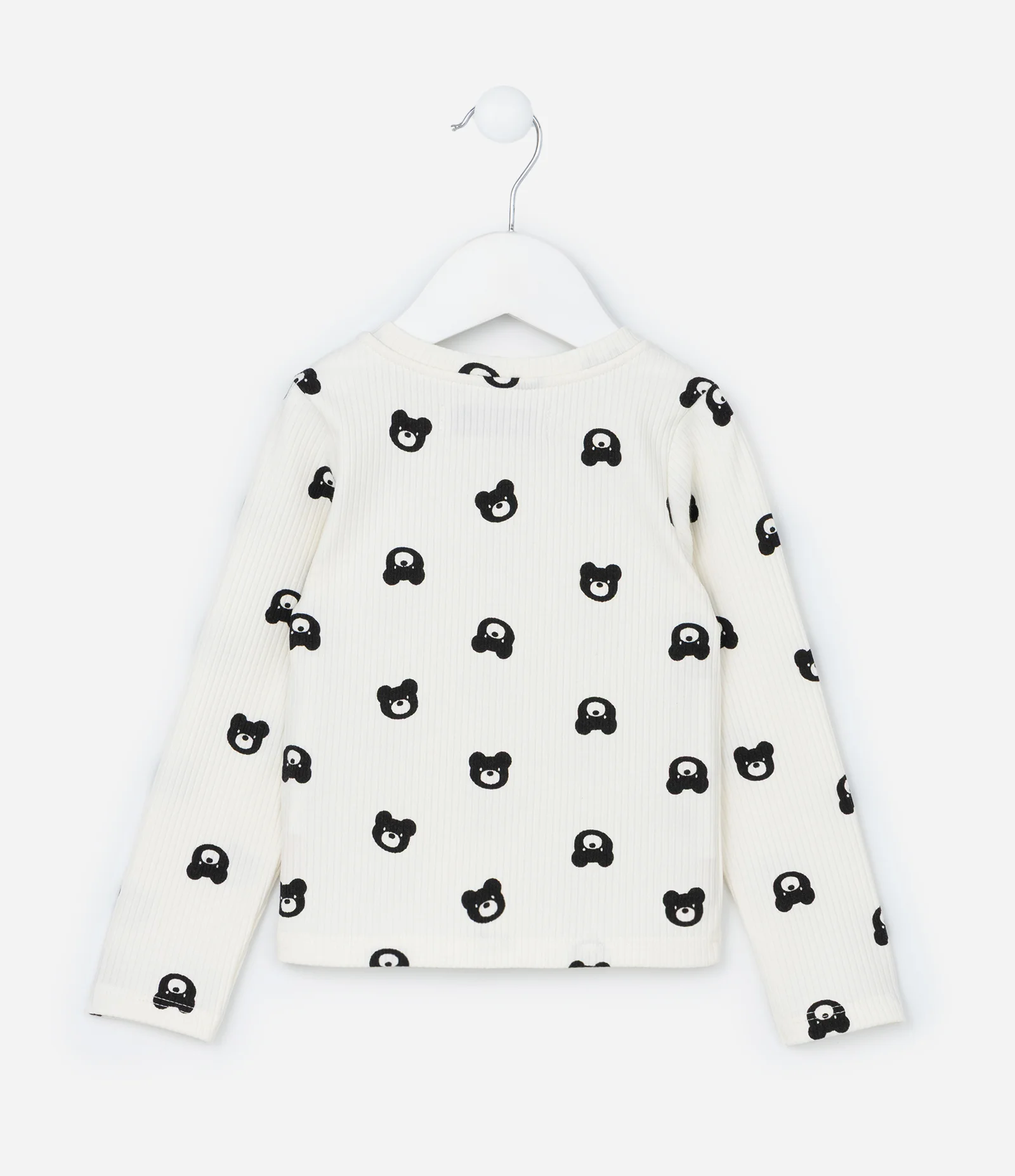 Blusa Infantil Canelada com Estampa Urso - Tam 1 a 6  Anos Branco 2