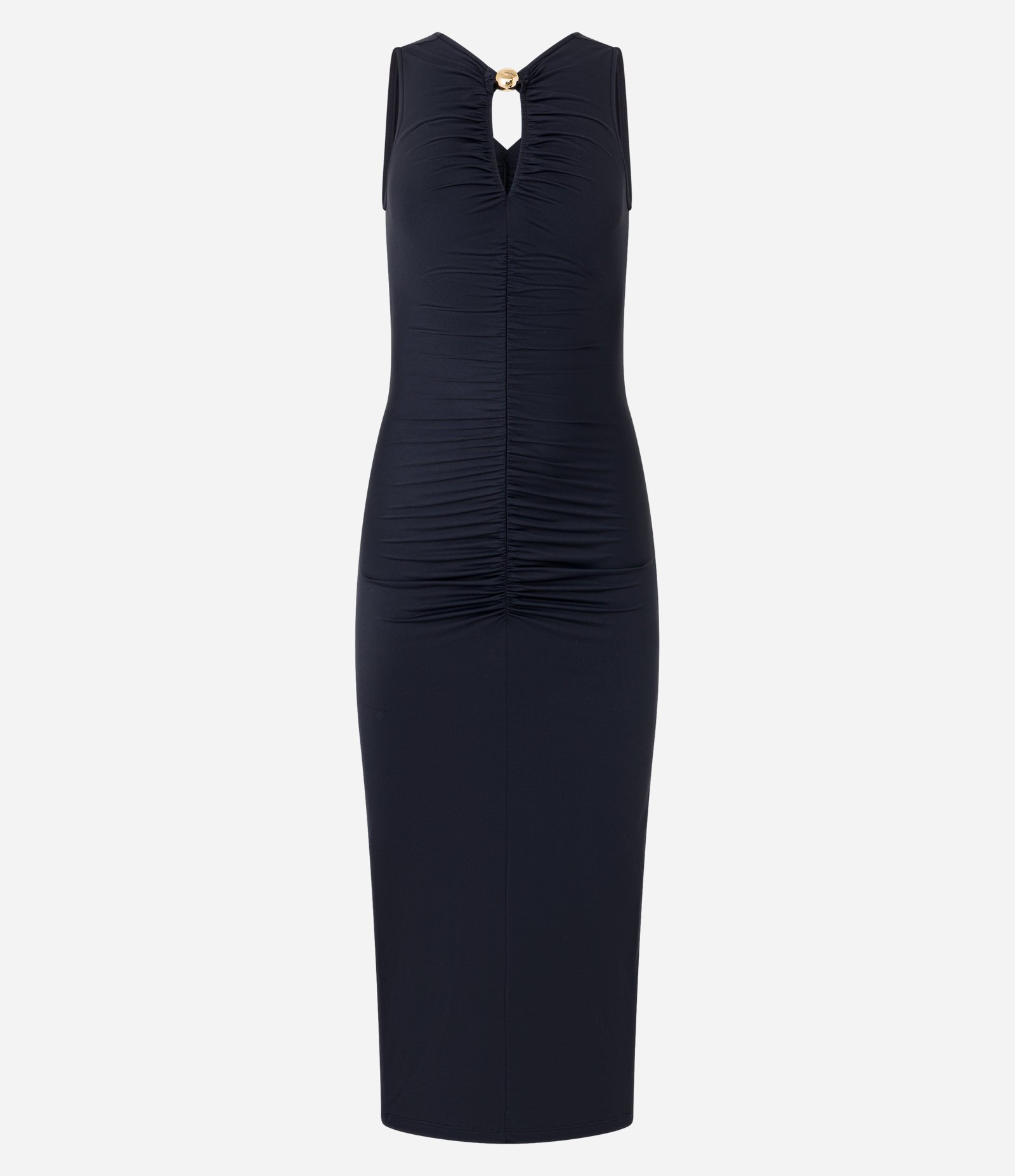 Vestido Longo em Poliamida com Aviamento no Decote Preto 7