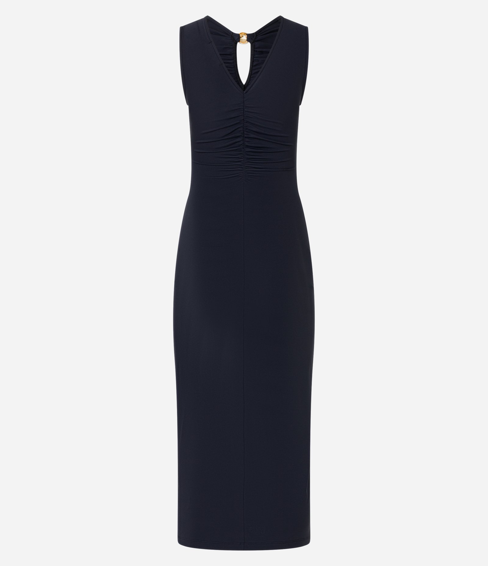 Vestido Longo em Poliamida com Aviamento no Decote Preto 9