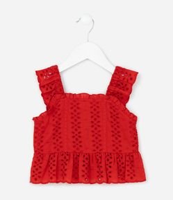 Blusa Infantil em Laise com Babadinhos - Tam 1 a 6 Anos