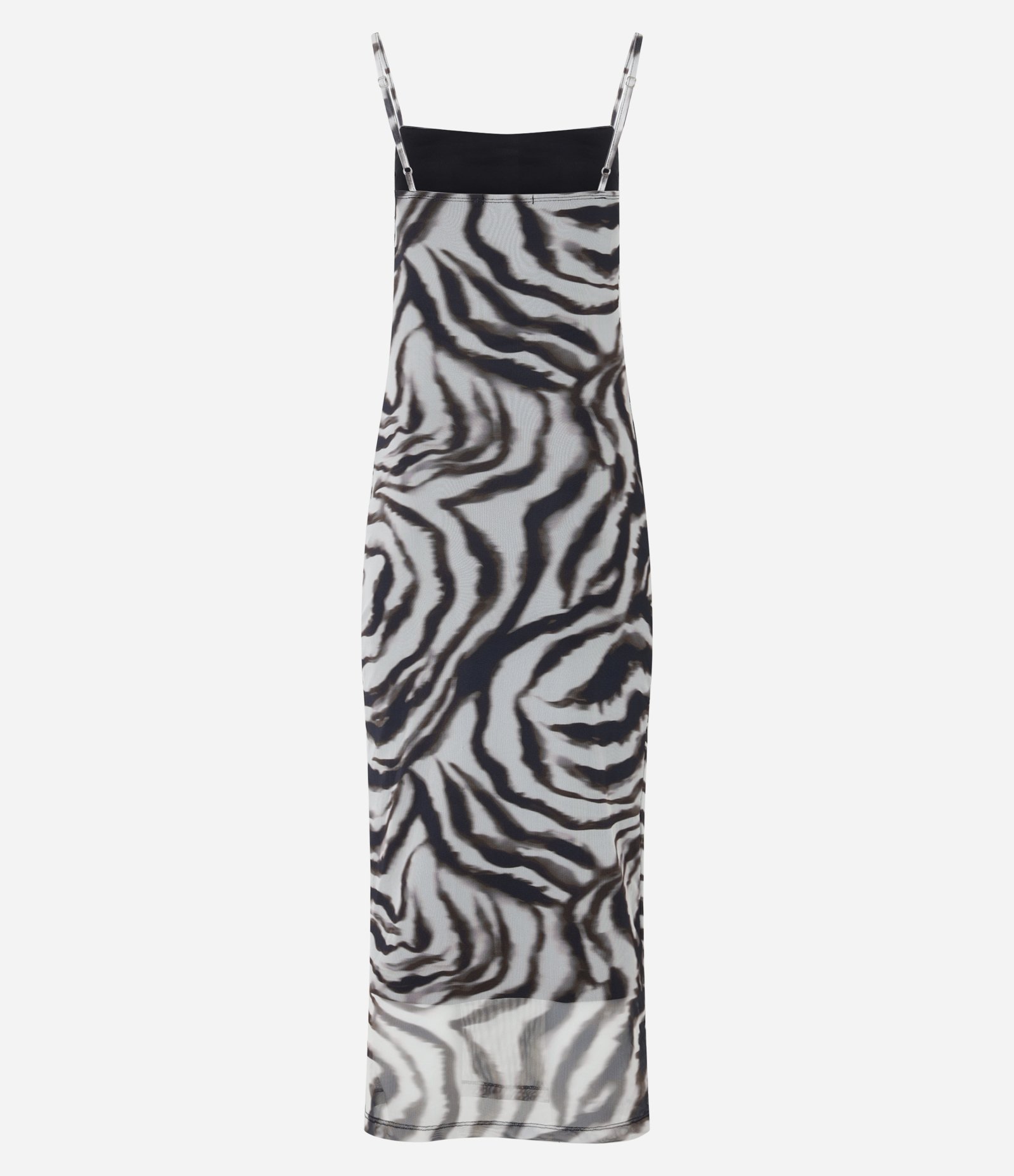 Vestido Midi em Tule Bicolor com Franzidos e Estampa Zebra Bicolor 8