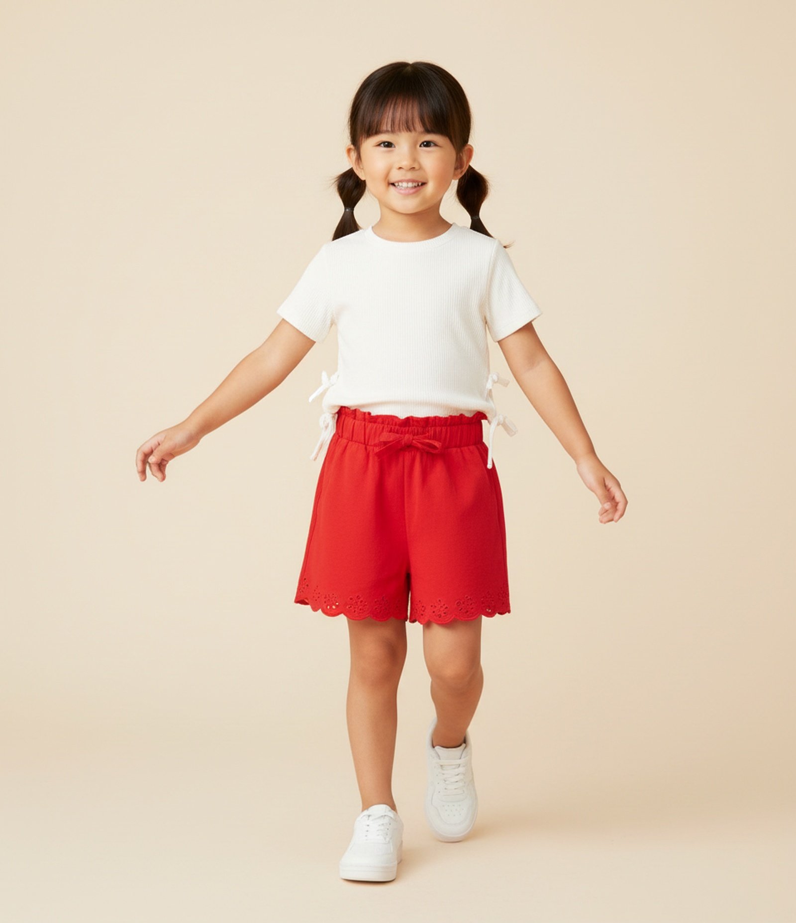 Short Clochard Infantil com Babadinho - Tam 1 a 6 Anos Vermelho 1
