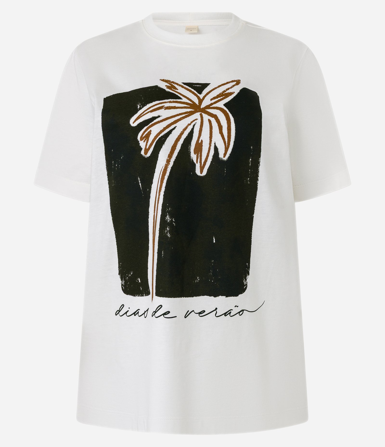Blusa em Algodão com Estampa Coqueiro Dias de Verão Branco 5