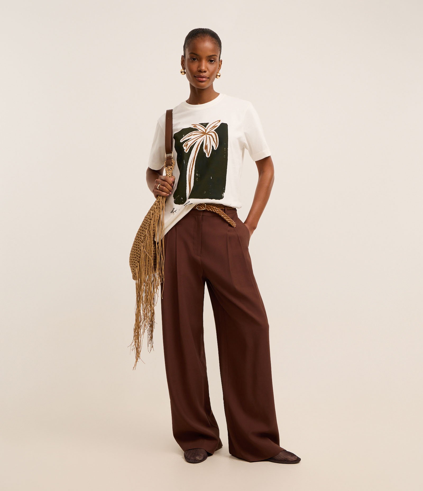 Blusa em Algodão com Estampa Coqueiro Dias de Verão Branco 2