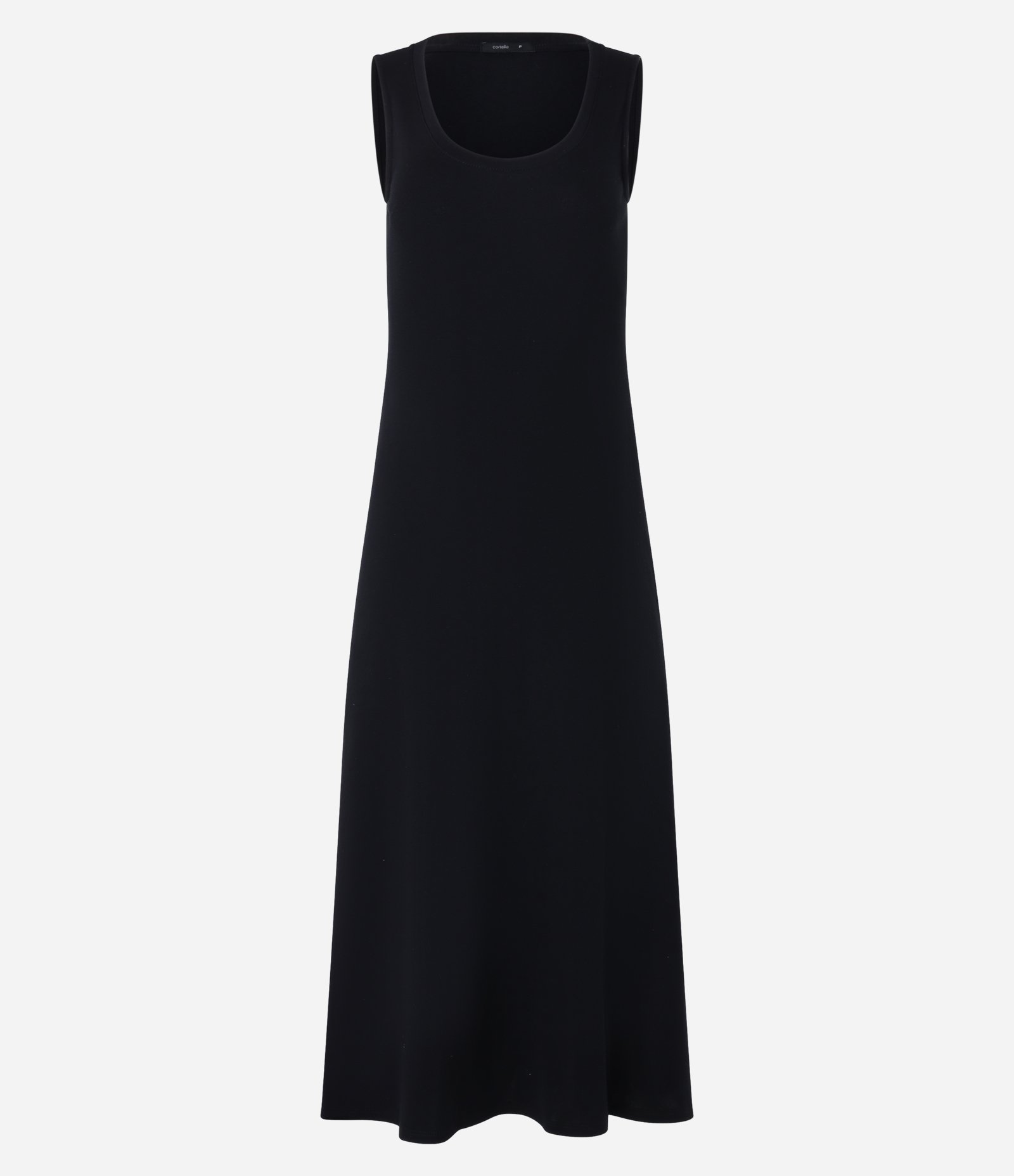 Vestido Evasê Longo em Algodão com Decote U Preto 7