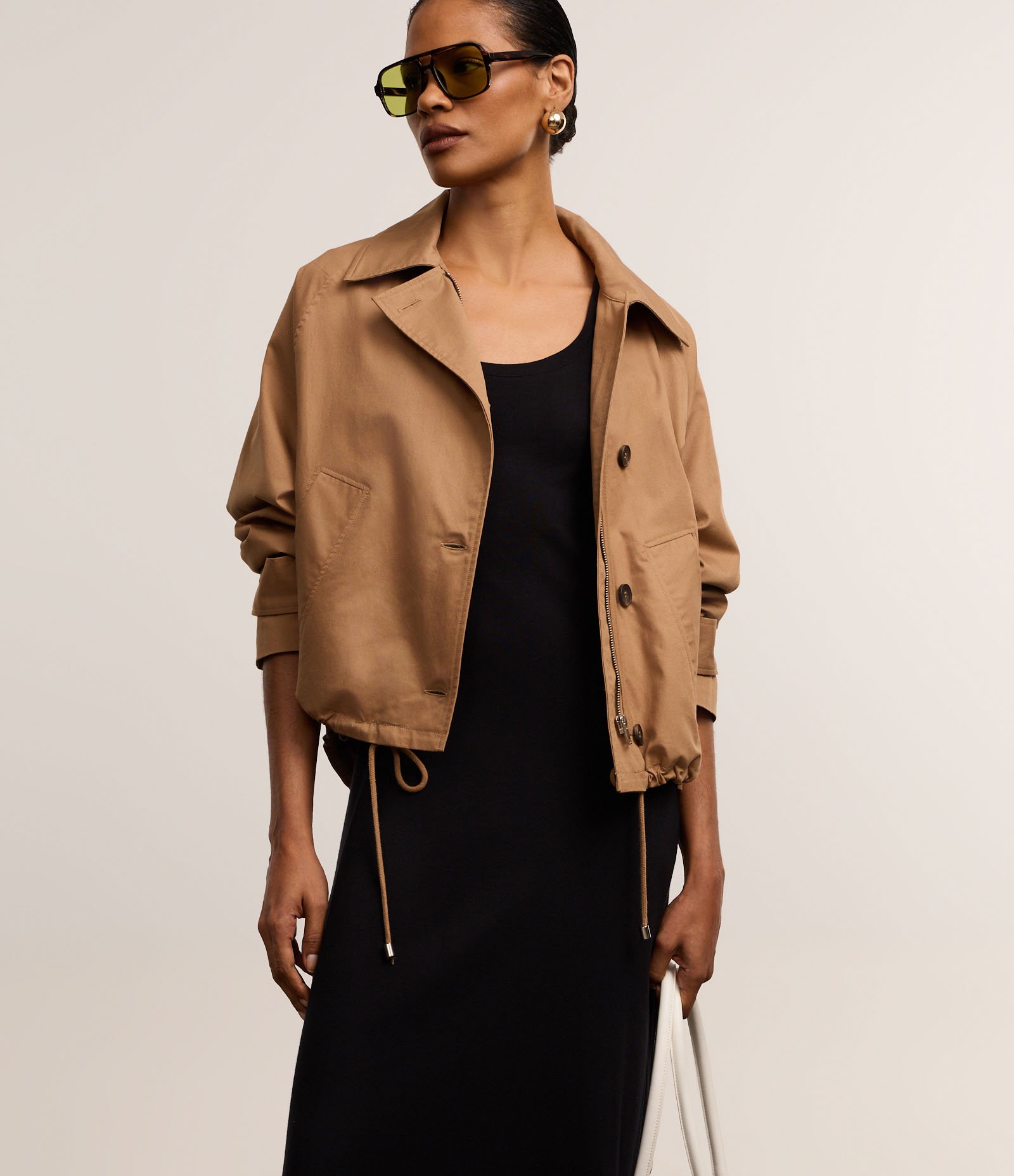 Vestido Evasê Longo em Algodão com Decote U Preto 2