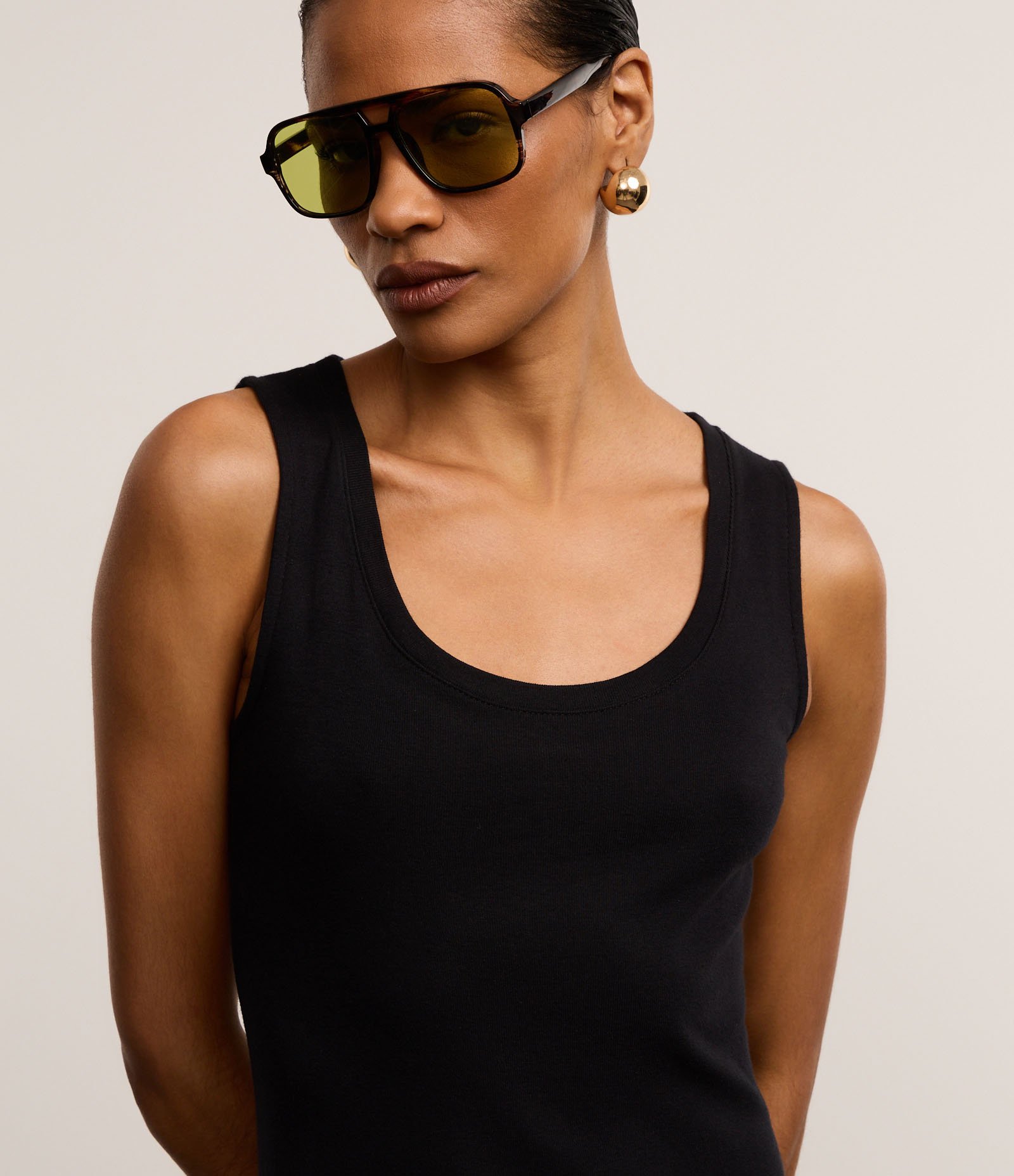 Vestido Evasê Longo em Algodão com Decote U Preto 3