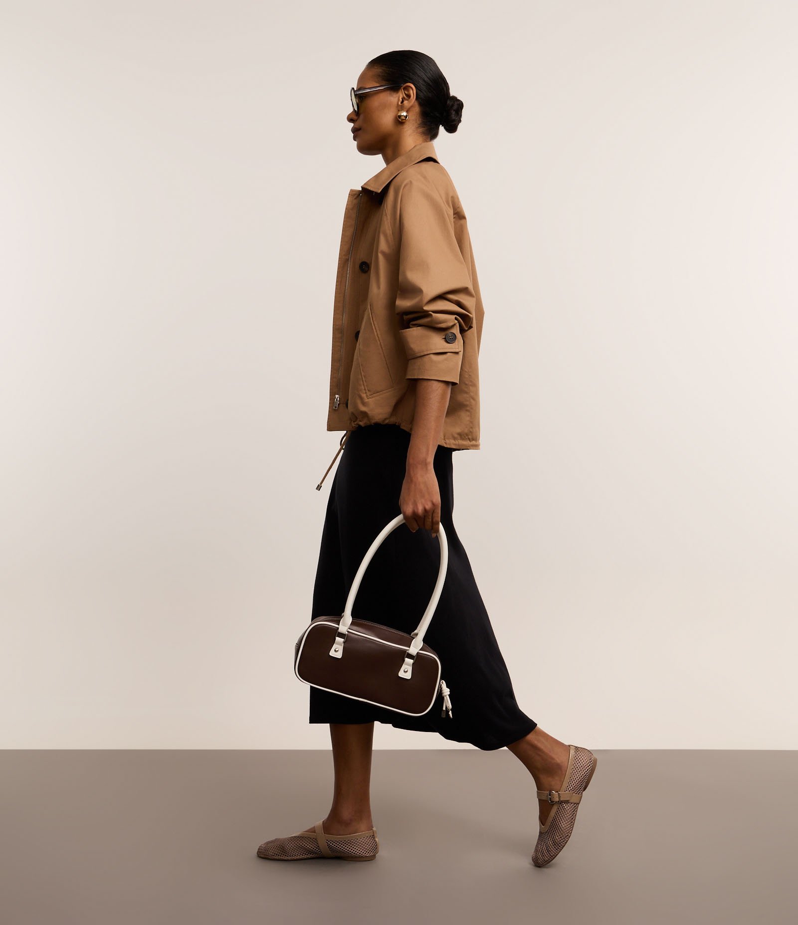 Vestido Evasê Longo em Algodão com Decote U Preto 5