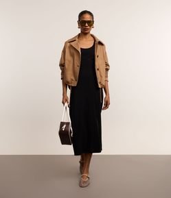 Vestido Evasê Longo em Algodão com Decote U