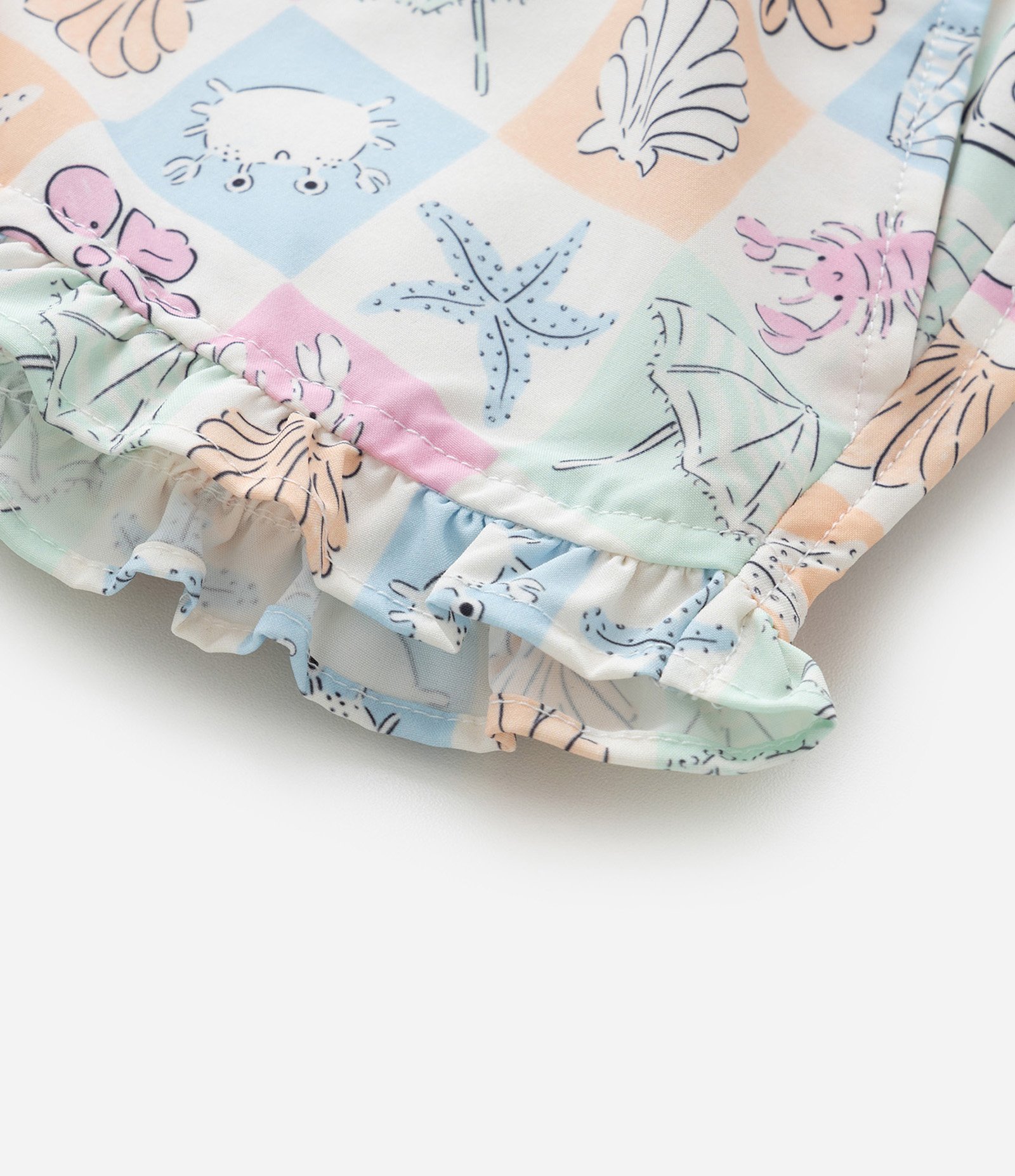 Short Infantil em Microfibra com Estampa Fundo do Mar - Tam 1 a 6 Anos Bege 4