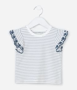 Camiseta Infantil com Bordados e Frufrus - Tam 1 a 6 Anos
