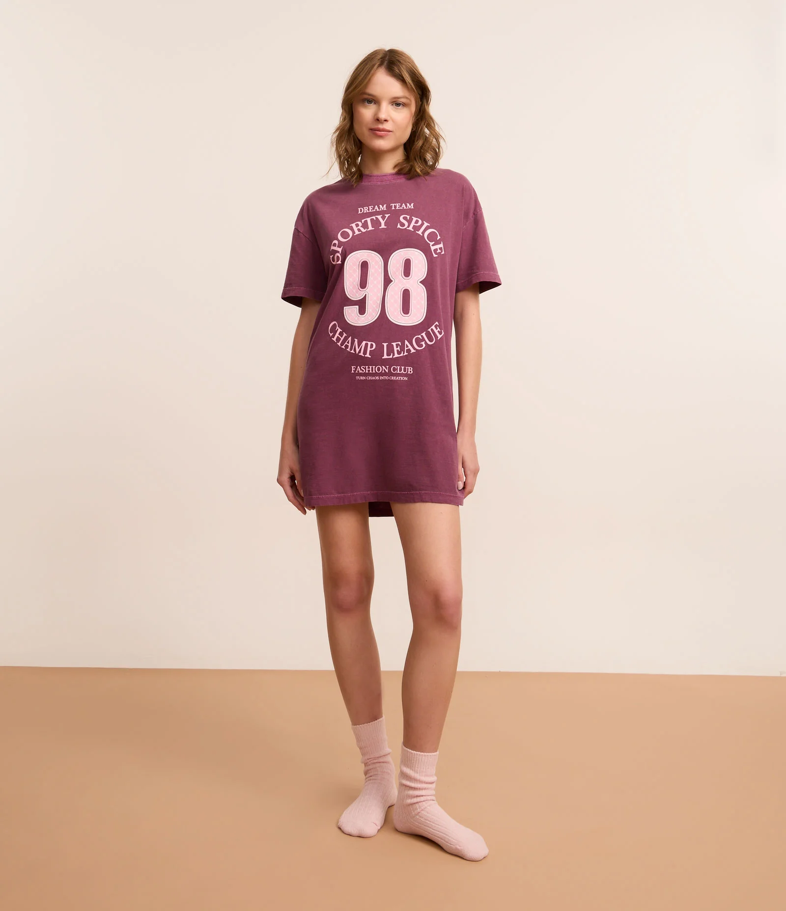 Camisola T-Shirt em Algodão Estonado com Estampa Sporty Spice 98 Roxo 1