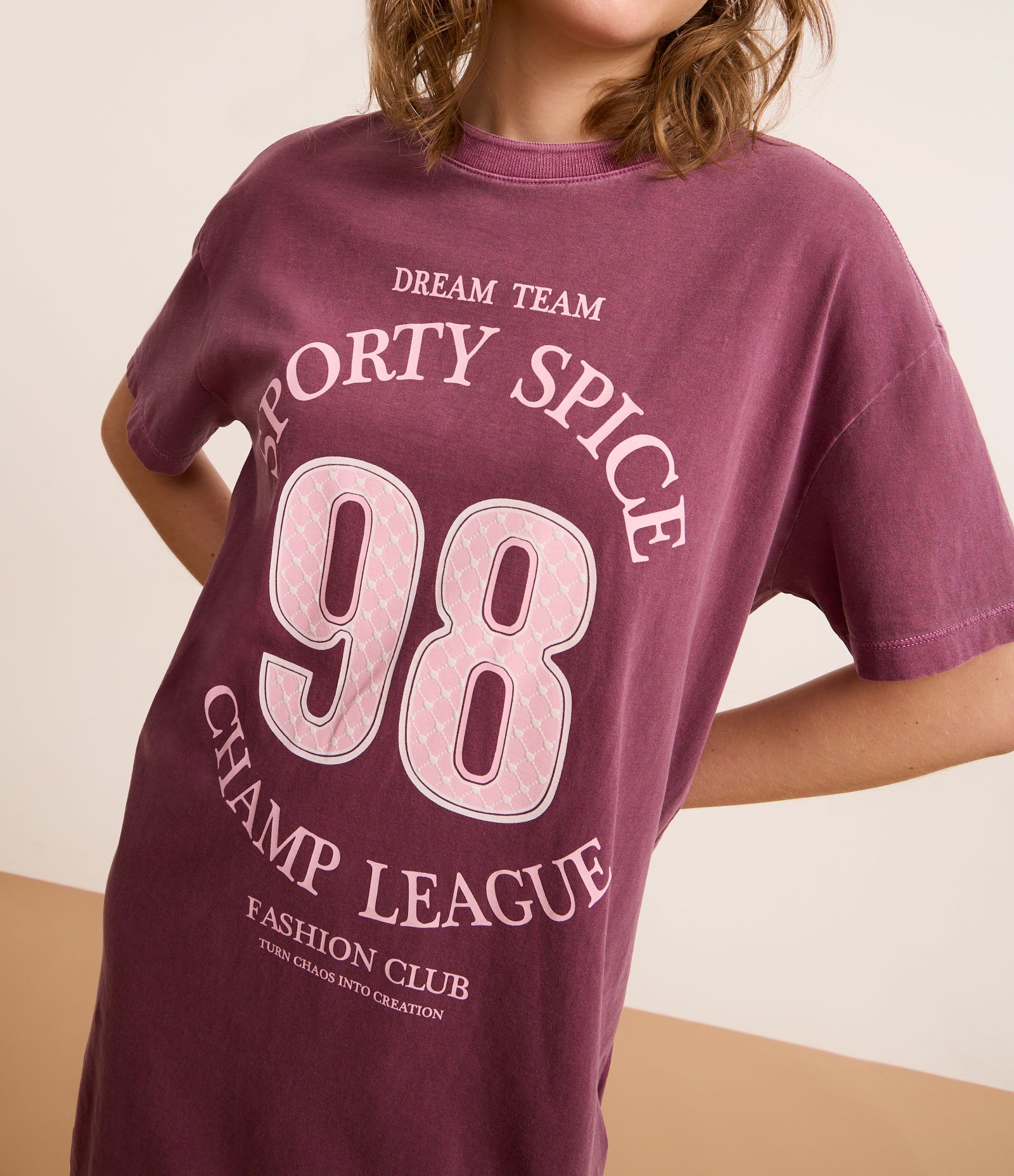 Camisola T-Shirt em Algodão Estonado com Estampa Sporty Spice 98 Roxo 3