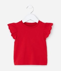 Camiseta Infantil com Babadinho nas Mangas - Tam 1 a 6 Anos