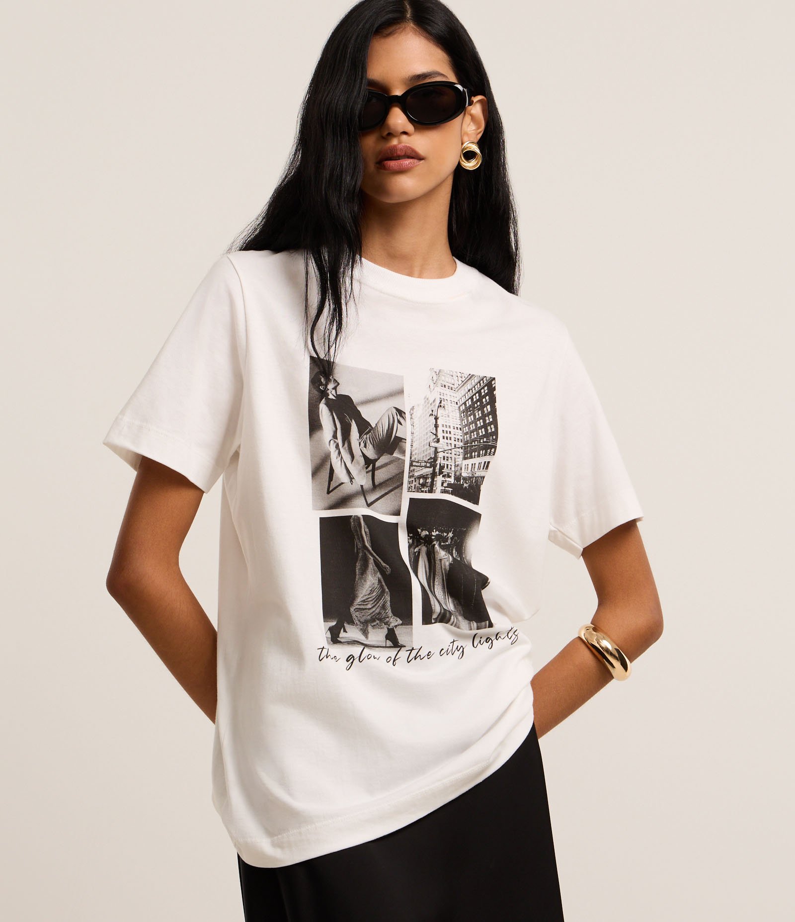 Camiseta em Algodão com Estampa Fotoprint Fashion Branco 1