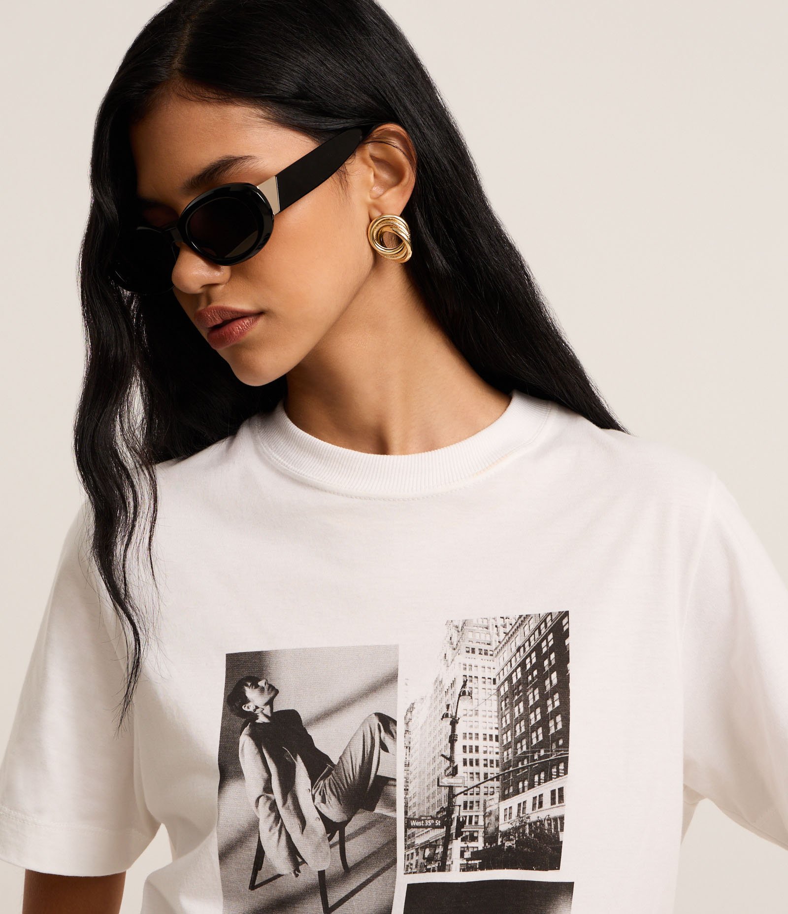 Camiseta em Algodão com Estampa Fotoprint Fashion Branco 4
