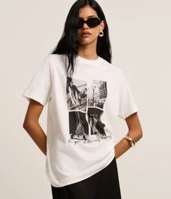 Camiseta em Algodão com Estampa Fotoprint Fashion
