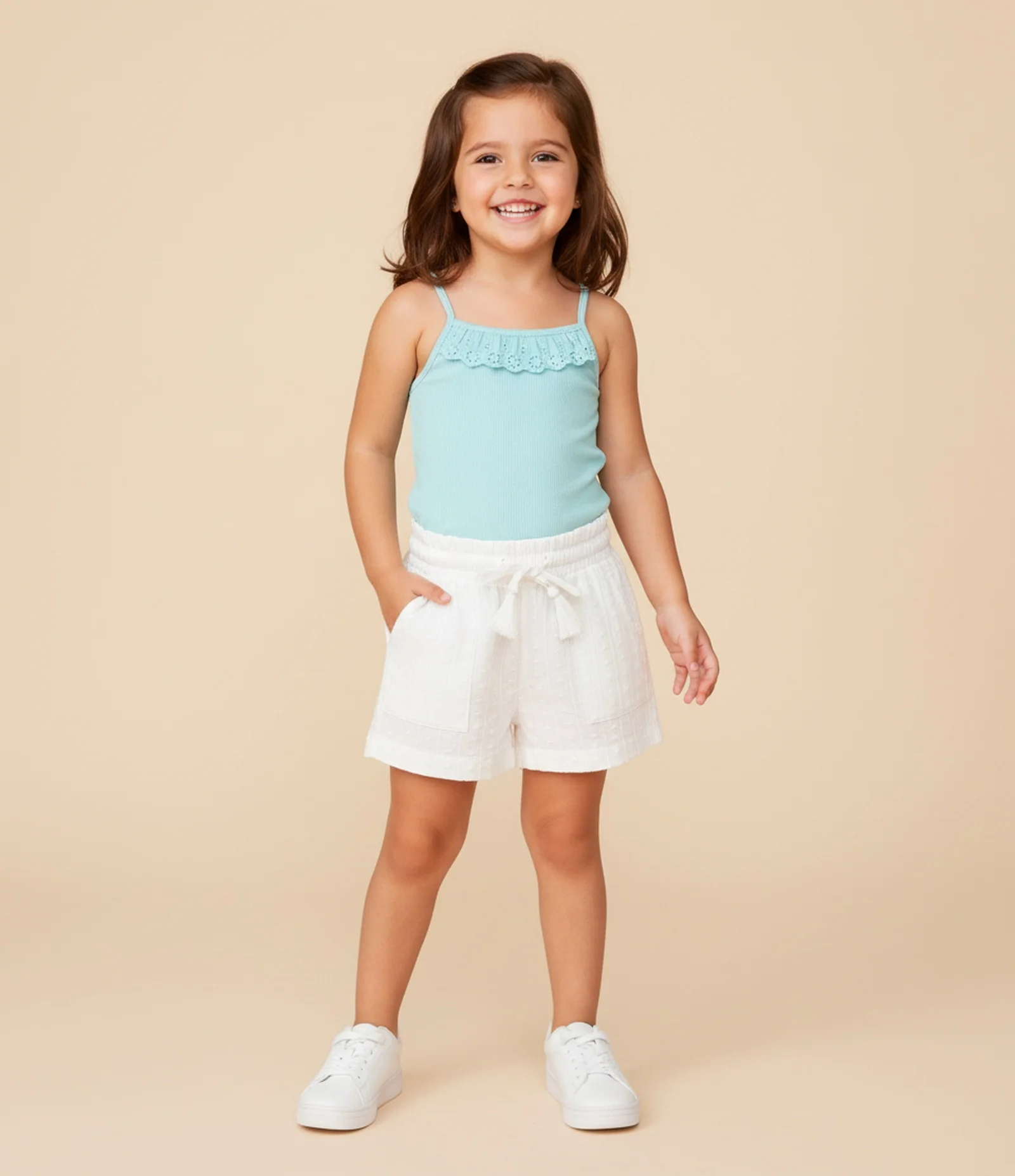 Regata Infantil em Ribana com Babadinho - Tam 1 a 6 Anos Azul 1