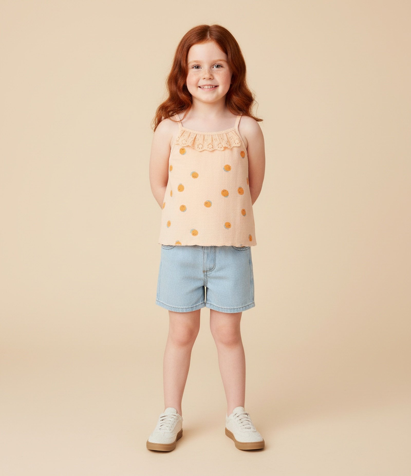 Regata Infantil em Riabana com Estampa de Laranjas - Tam 1 a 6 Anos Laranja 1