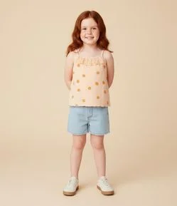 Regata Infantil em Riabana com Estampa de Laranjas - Tam 1 a 6 Anos