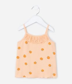 Regata Infantil em Riabana com Estampa de Laranjas - Tam 1 a 6 Anos