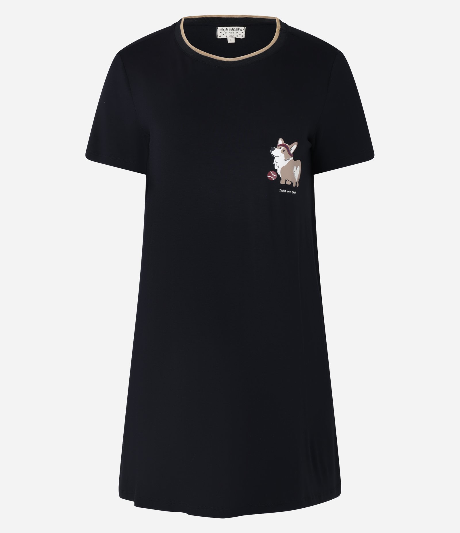 Camisola Curta em Viscose com Estampa Corgi Preto 3