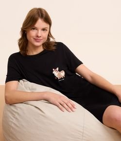 Camisola Curta em Viscose com Estampa Corgi