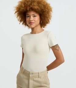 Body Básico em Poliamida com Mangas Curtas