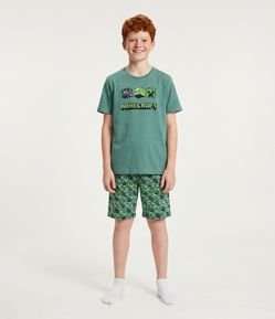 Pijama Infantil em Algodão Estampa Minecraft - Tam 5 a 14 Anos