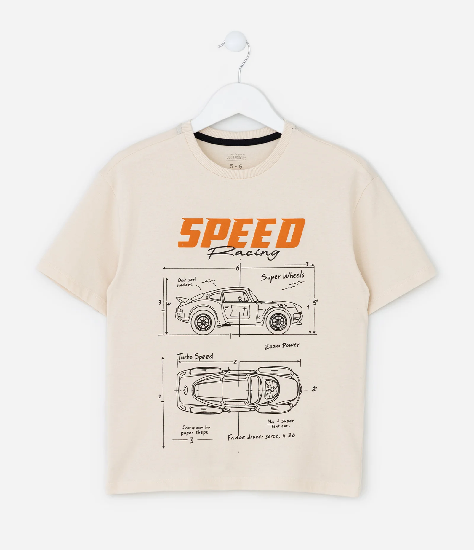 Pijama Infantil com Estampa Carros Speed - Tam 5 a 14 Anos Bege/Preto 2