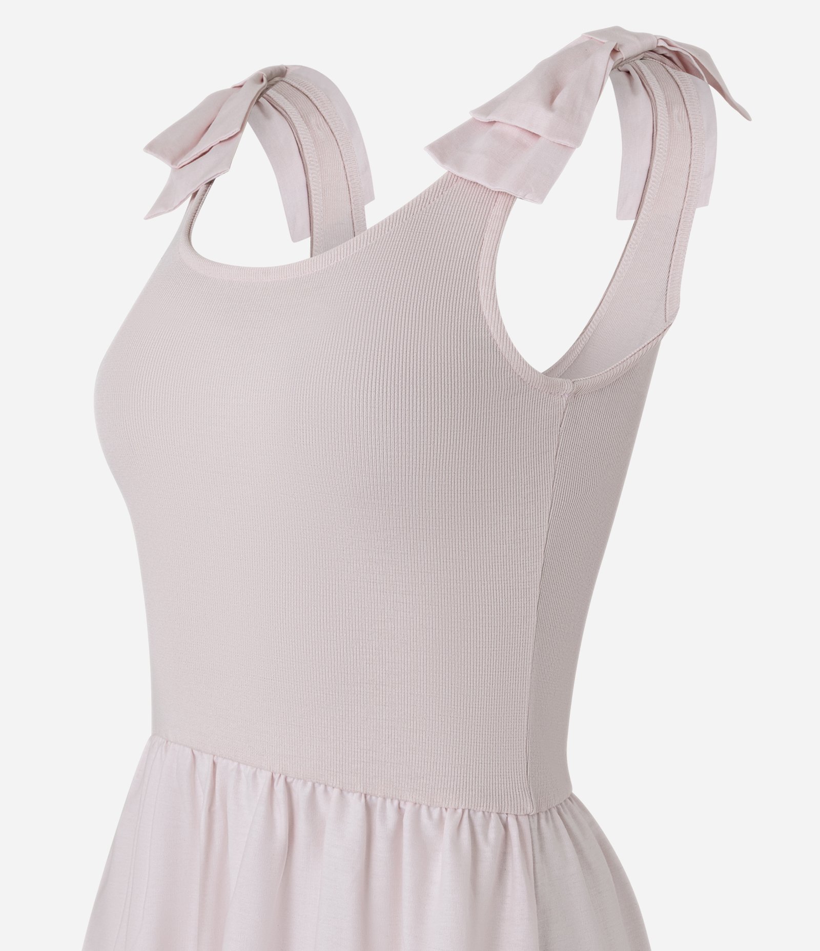 Vestido Midi em Ribana com Laço no Ombro Rosa 6
