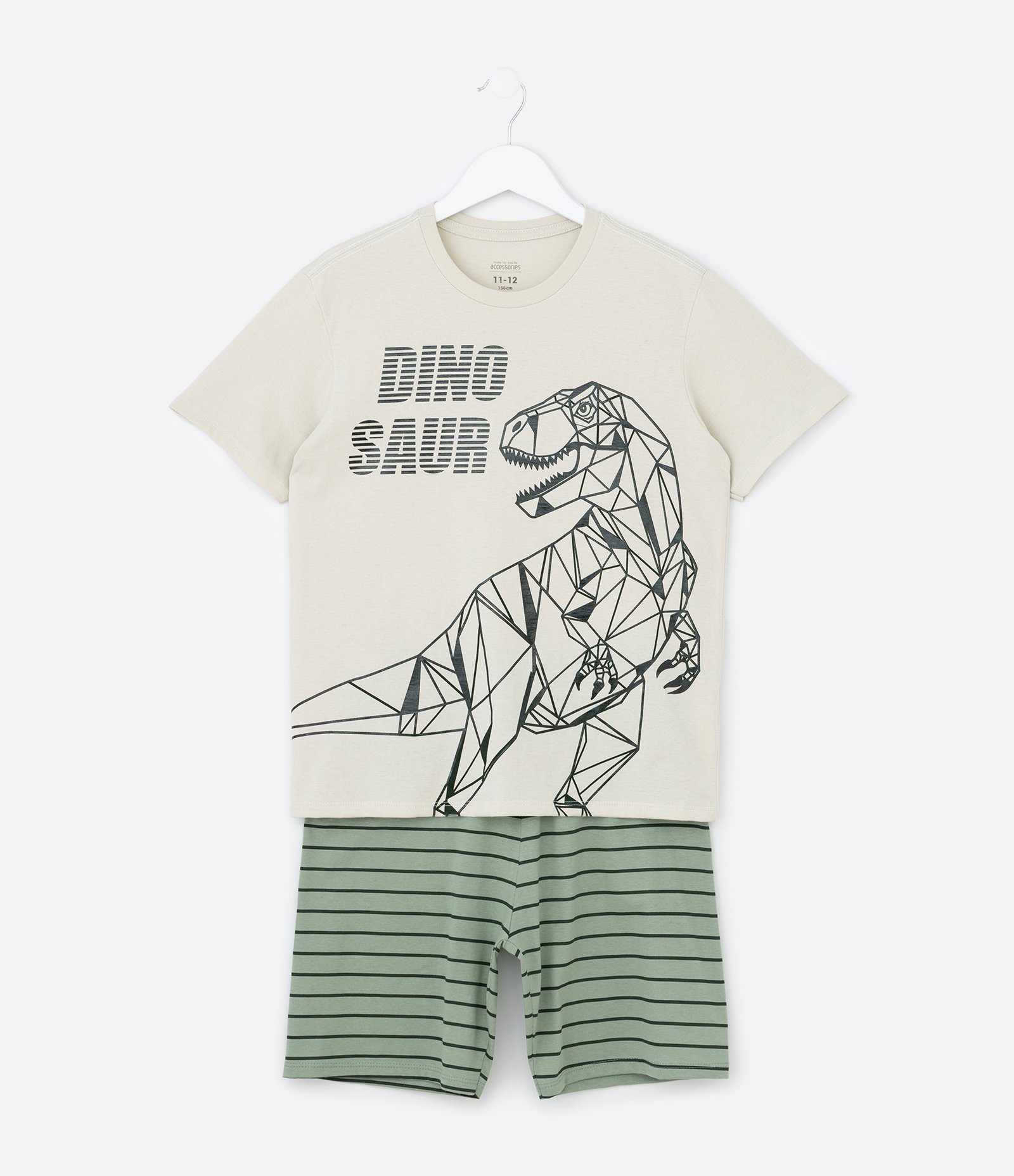 Pijama Curto Infantil com Estampa Dinossauro - Tam 5 a 14 Anos Verde 1
